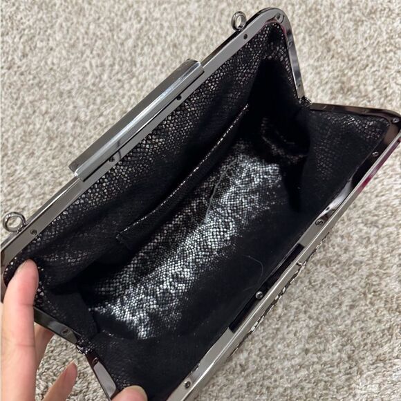 Houndstooth Woven Lambskin Push Lock Clutch/Shoulder Bag/Crossbody/Evening Bag - Picture 15 of 16